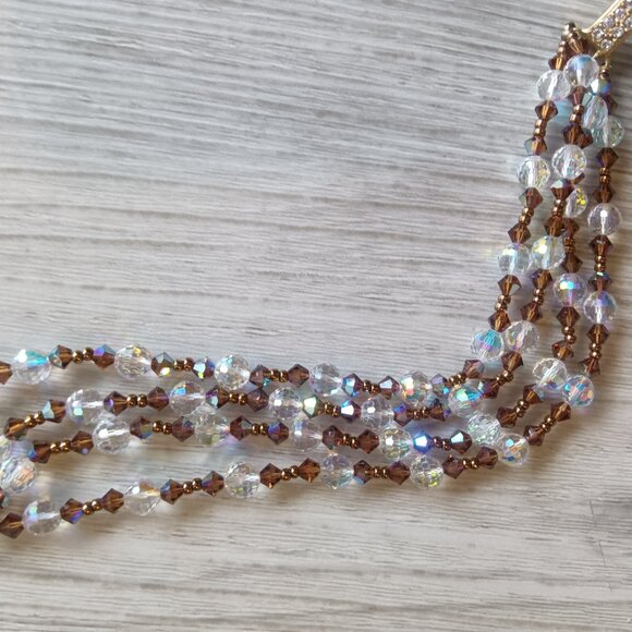 An Austrian crystal 4 strand beaded bracelet with matching earrings. - Picture 3 of 4